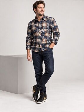 Zanella Men’s Button Down Shirt | Blue | Abstract Luxury | Large | Made in Italy